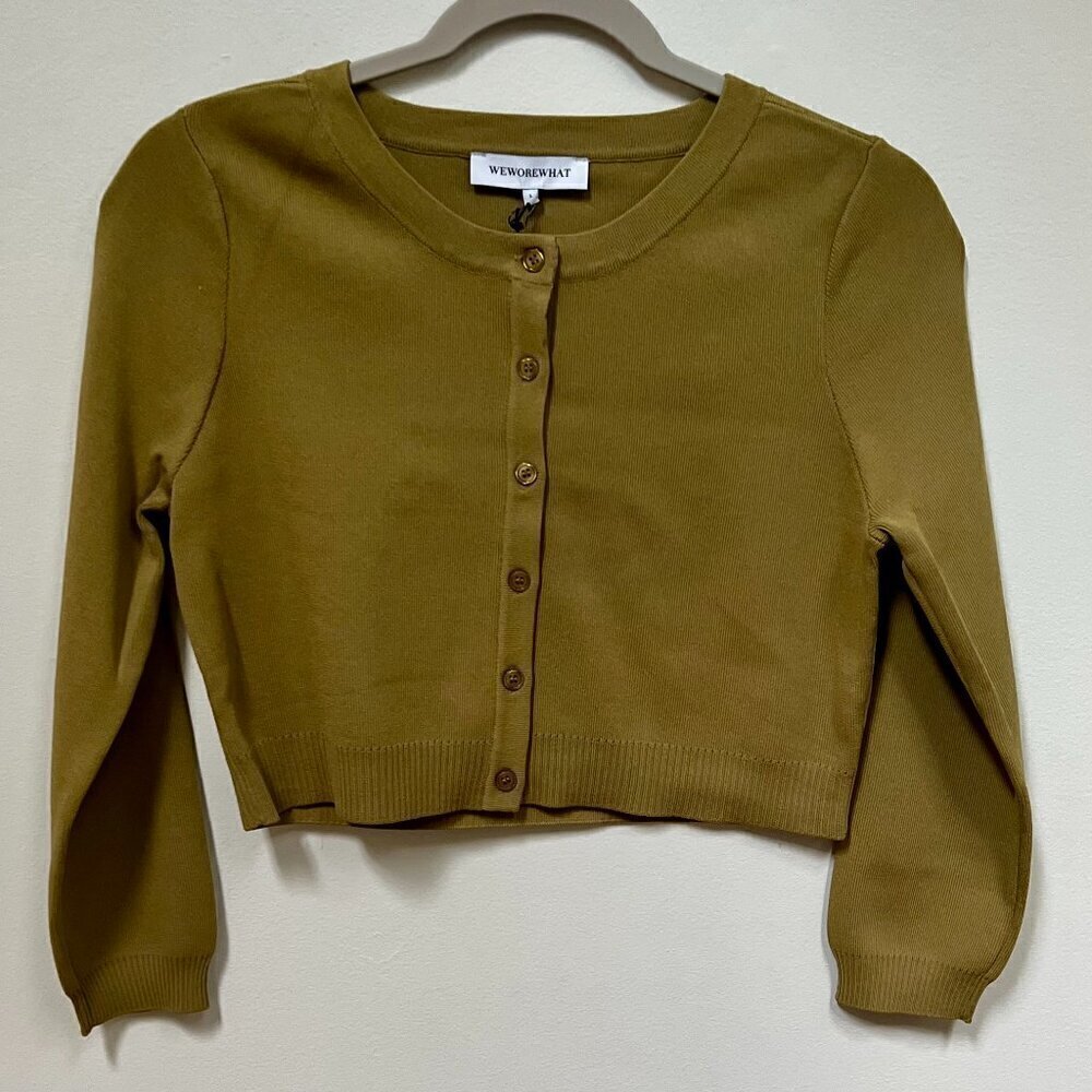 WeWoreWhat Cropped Cardigan in Willow Size L